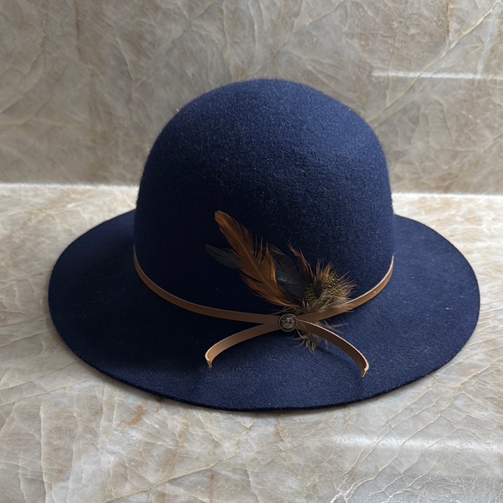 Goorin Bro Navy Blue Women's Hat with Feather Accent